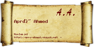 Apró Ahmed névjegykártya